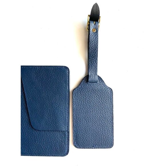 Lucchese Leather Passport Holder + Luggage Tag Set – Navy Blue R1236-4014 - Picture 6 of 13
